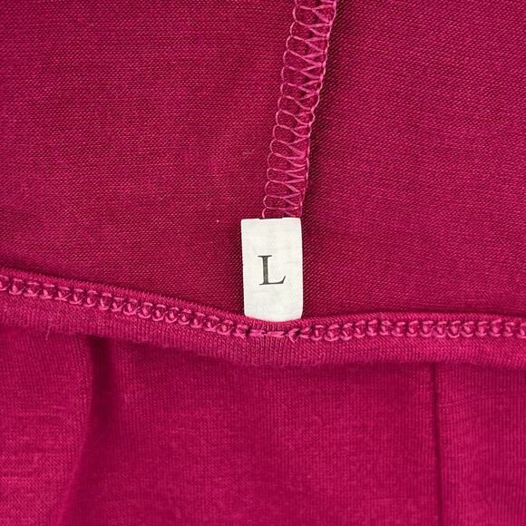 Crochet Accent Tunic Top Scoop Neck Asymmetrical Hem Long Sleeve Large Burgundy - Picture 5 of 11